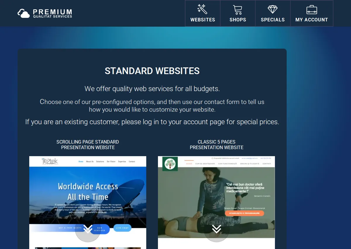 Store homepage
