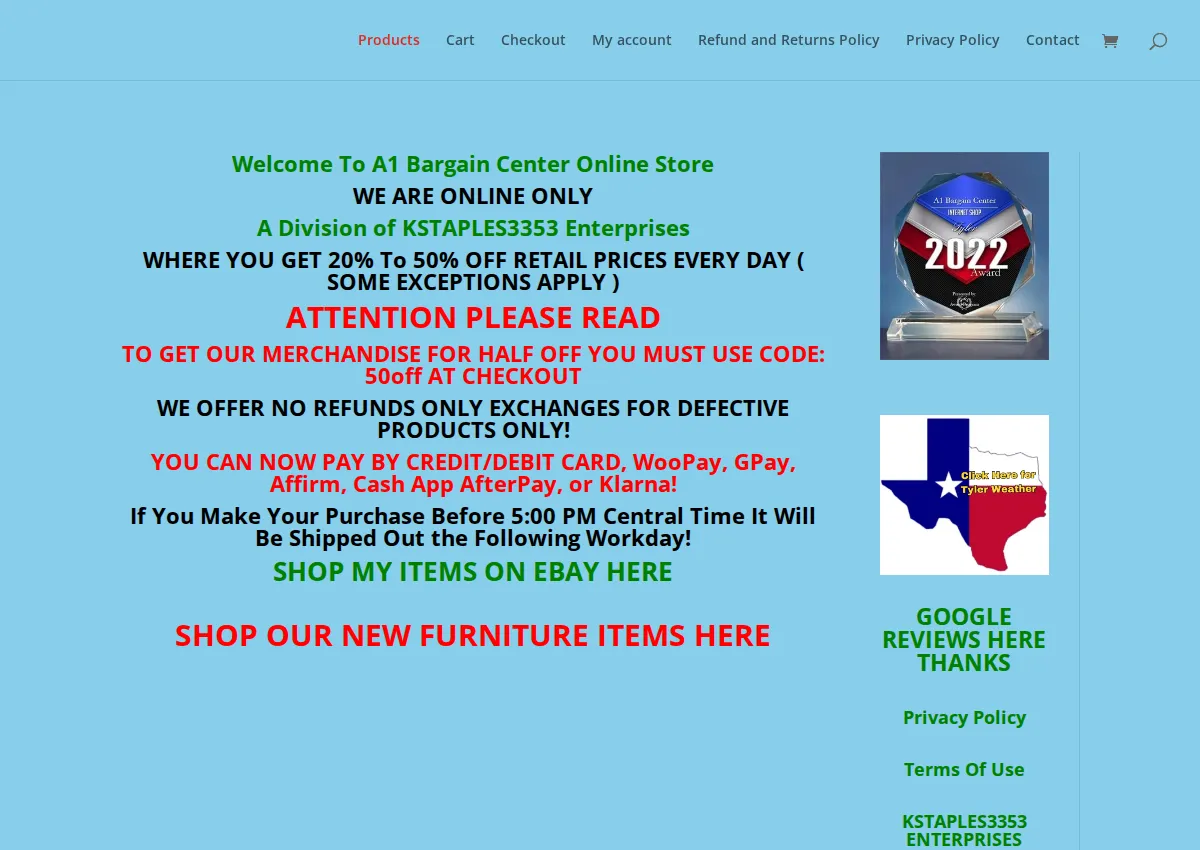 Store homepage