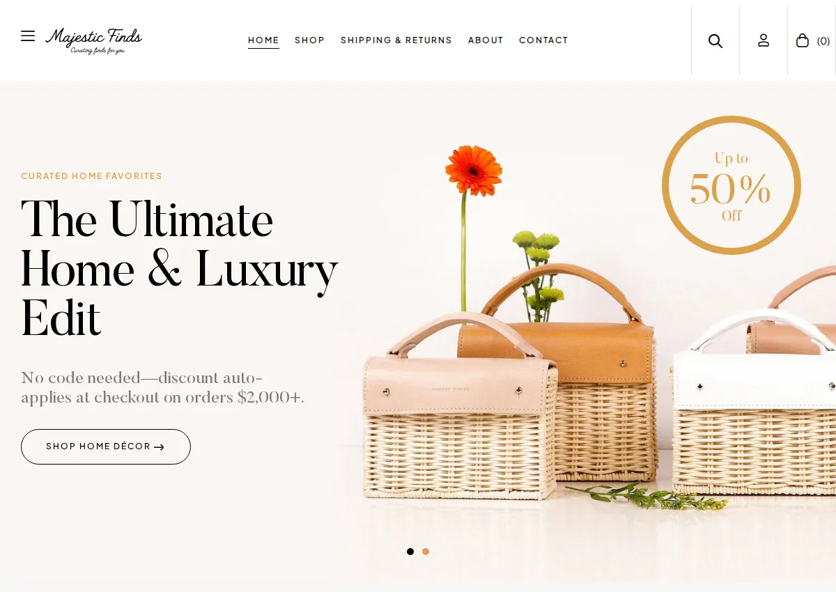 Store homepage