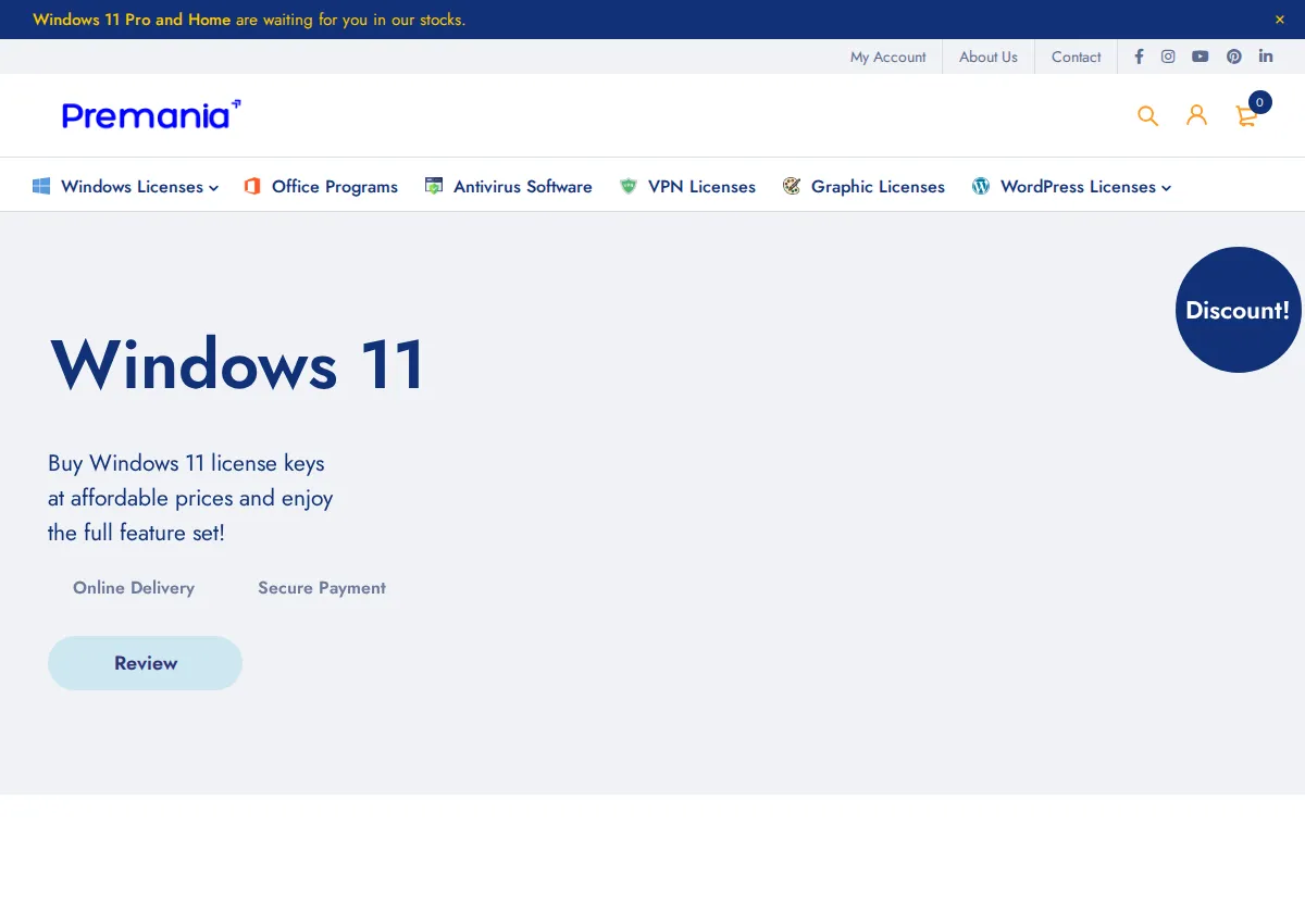 Store homepage