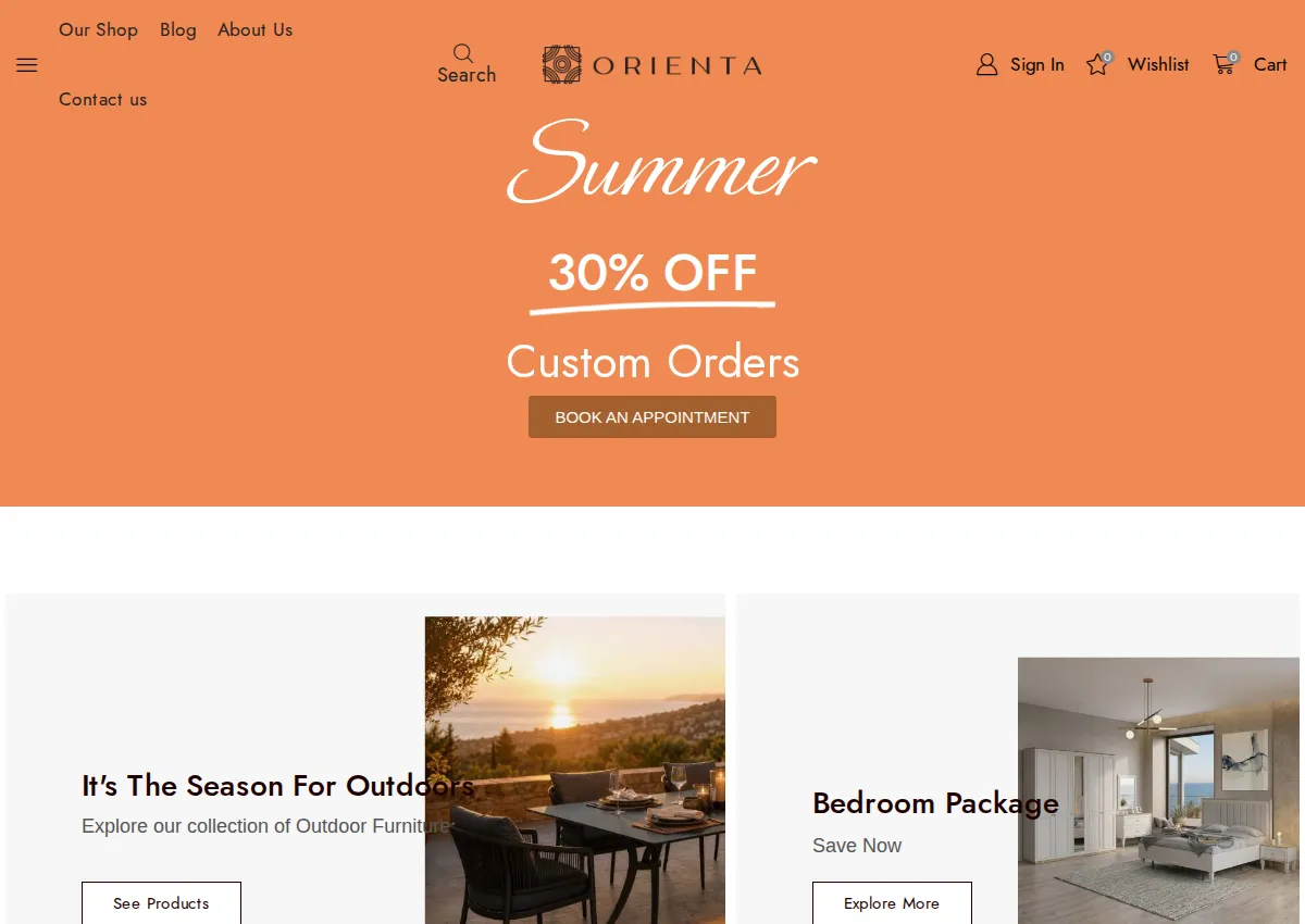 Store homepage