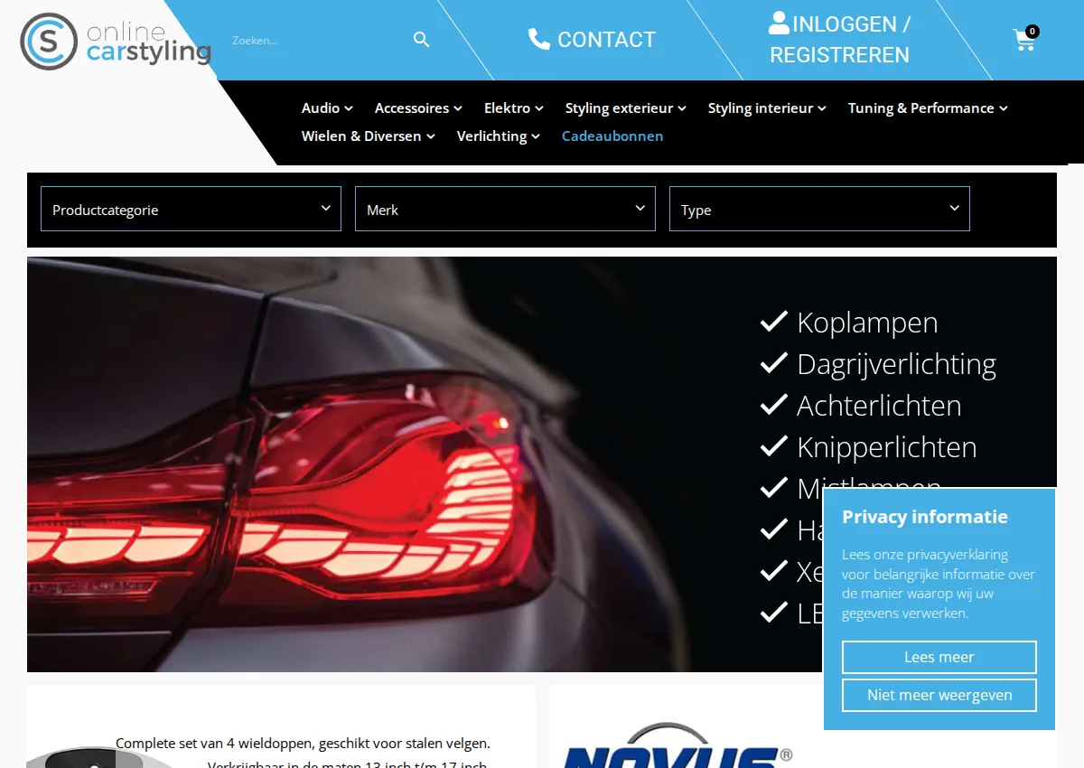 Store homepage