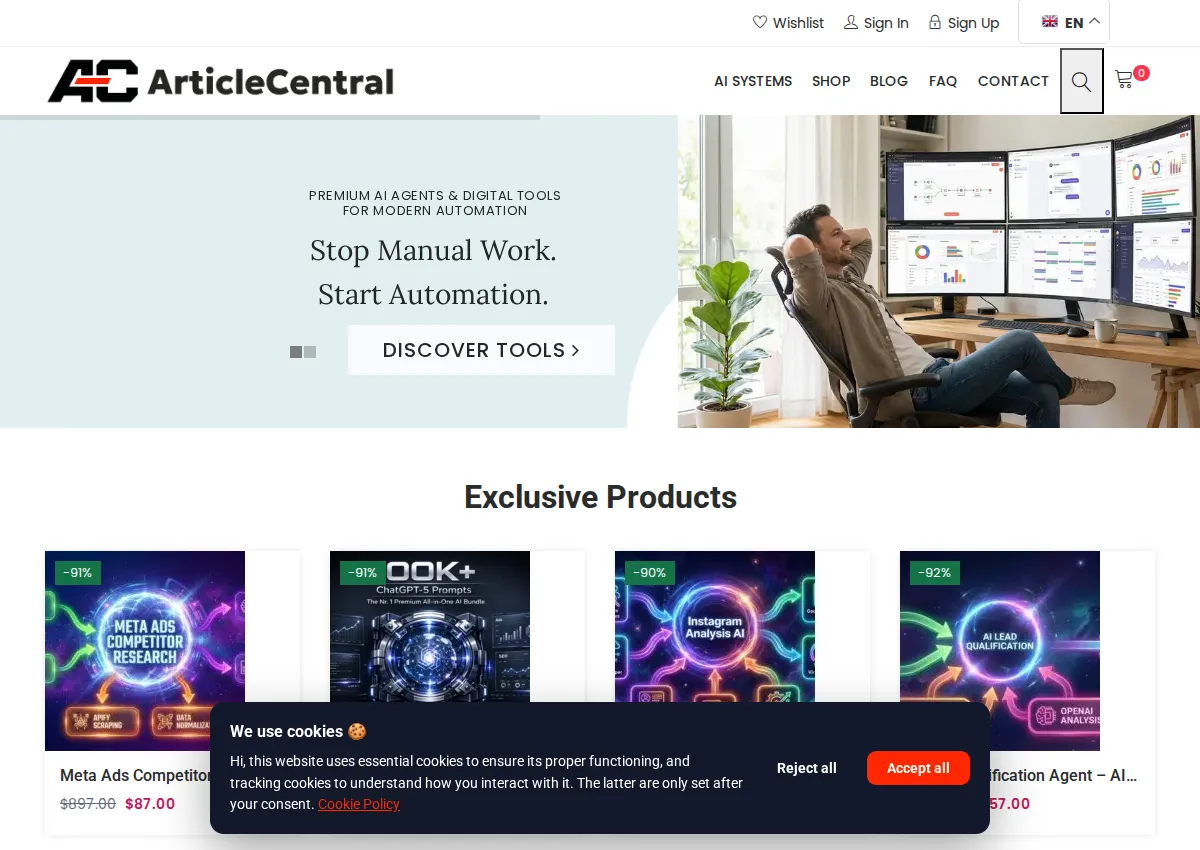 Store homepage