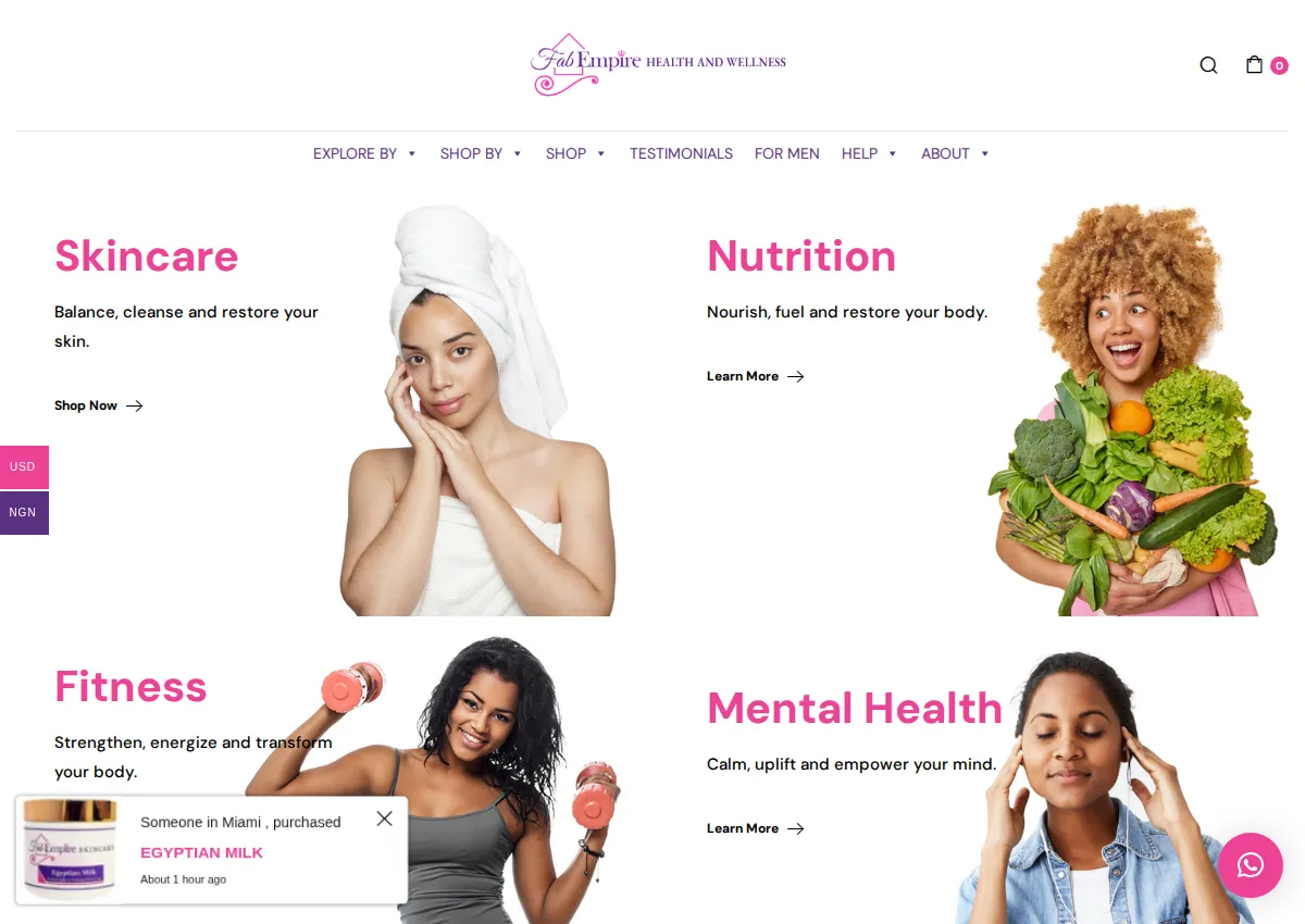 Store homepage