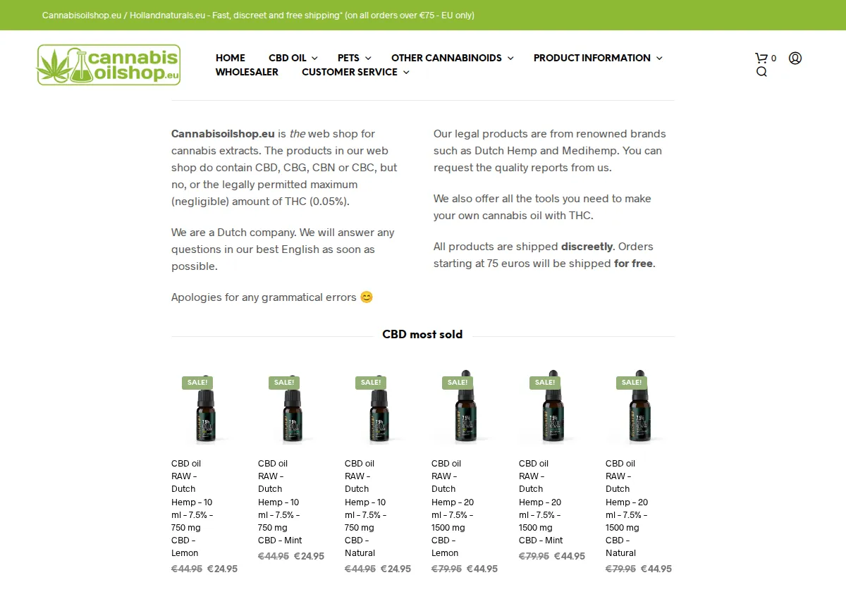 Store homepage