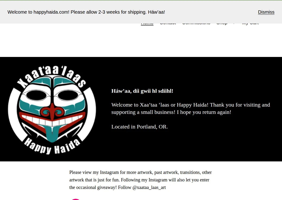 Store homepage