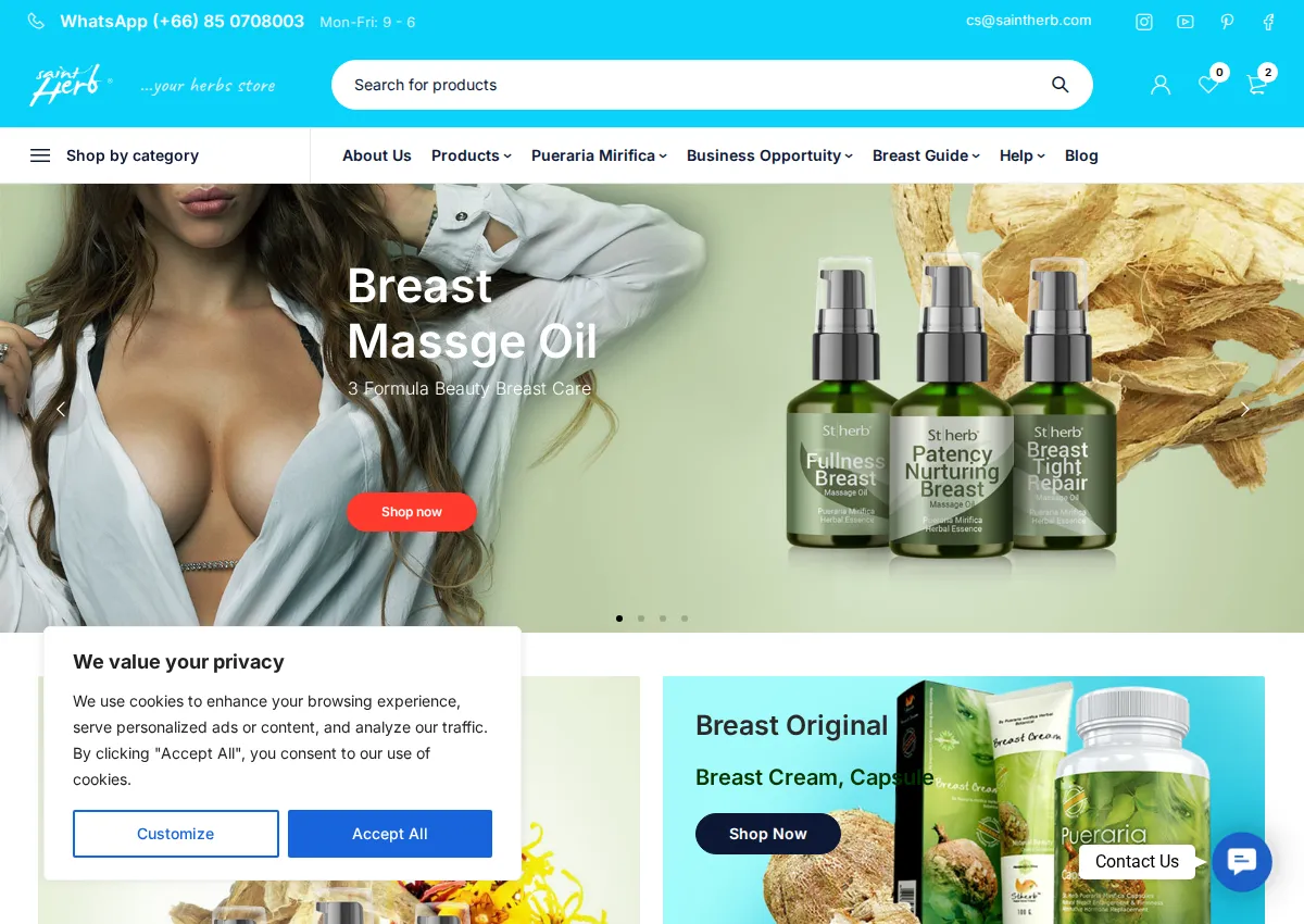 Store homepage