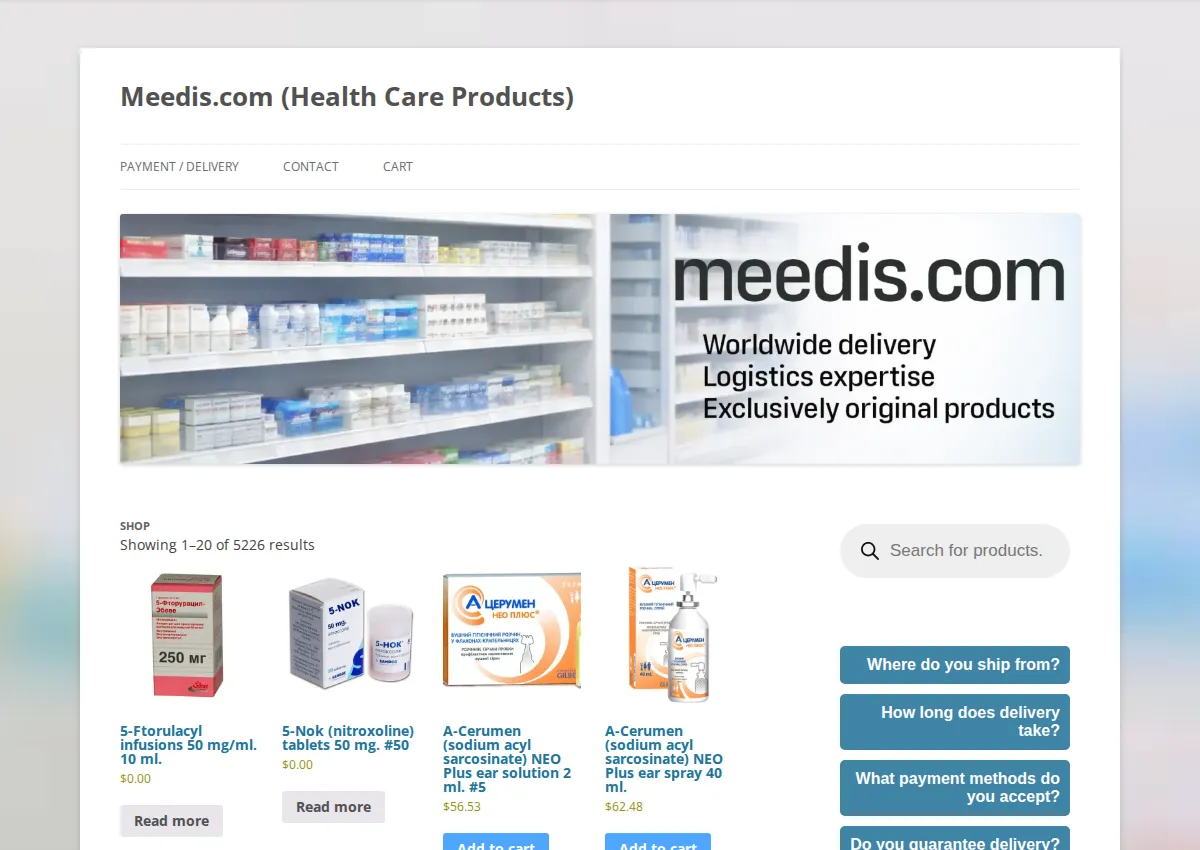 Store homepage