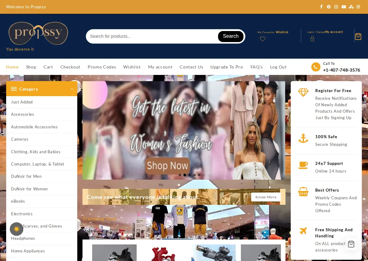 Store homepage