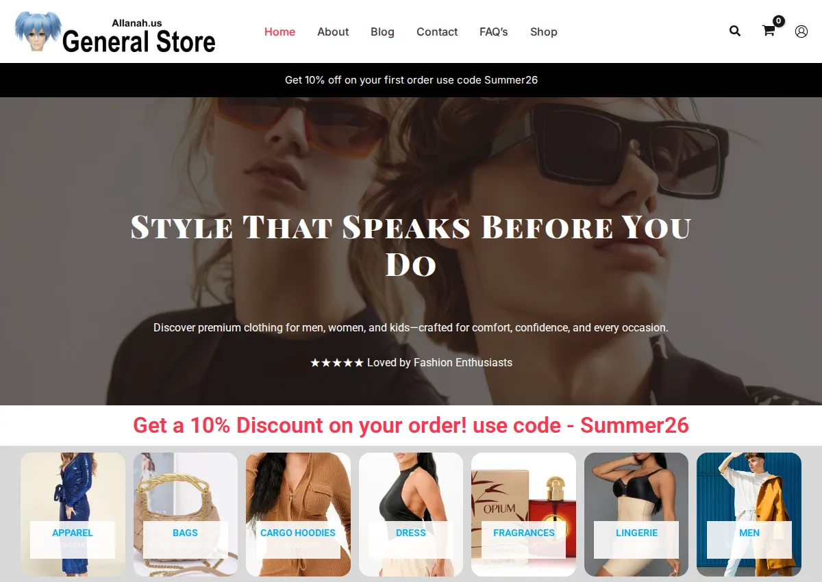 Store homepage