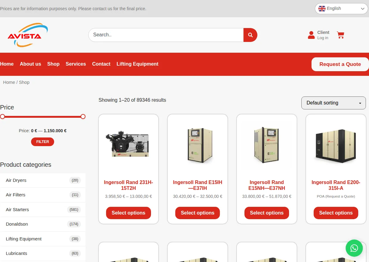 Store homepage