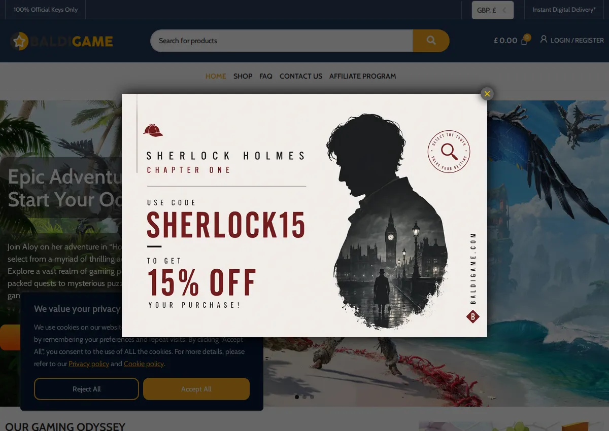 Store homepage