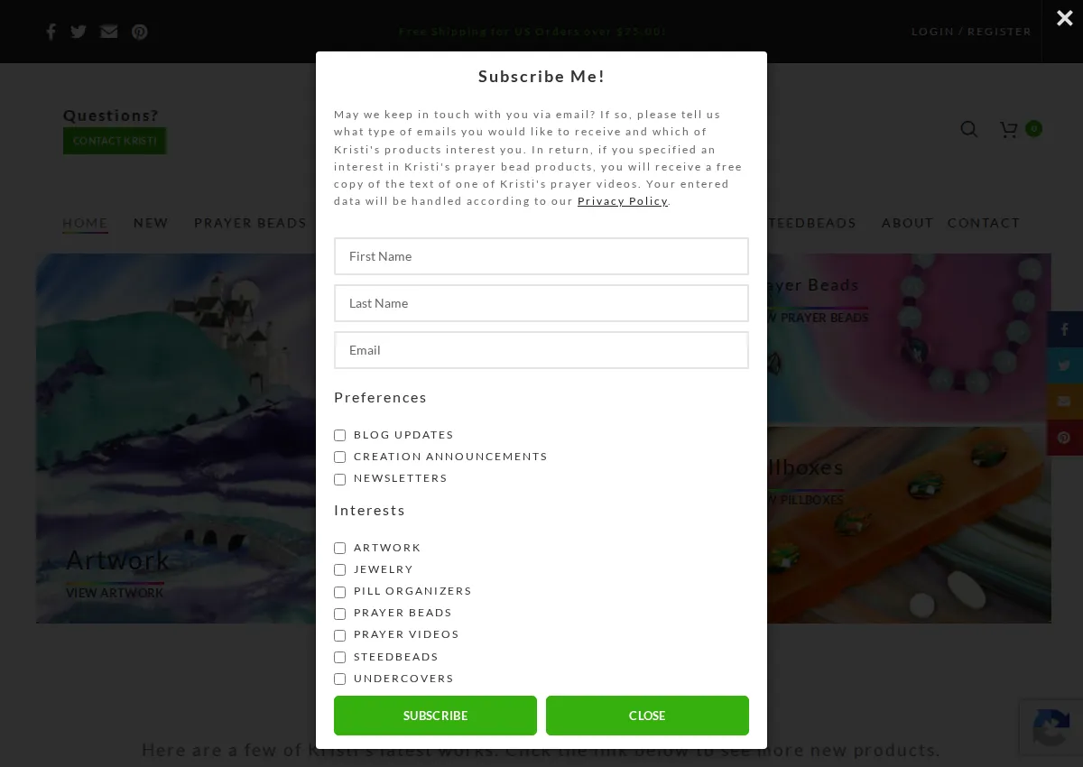 Store homepage