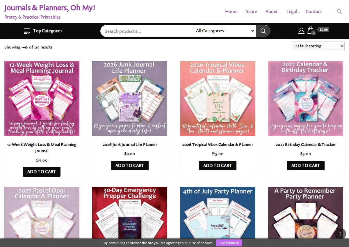Store homepage