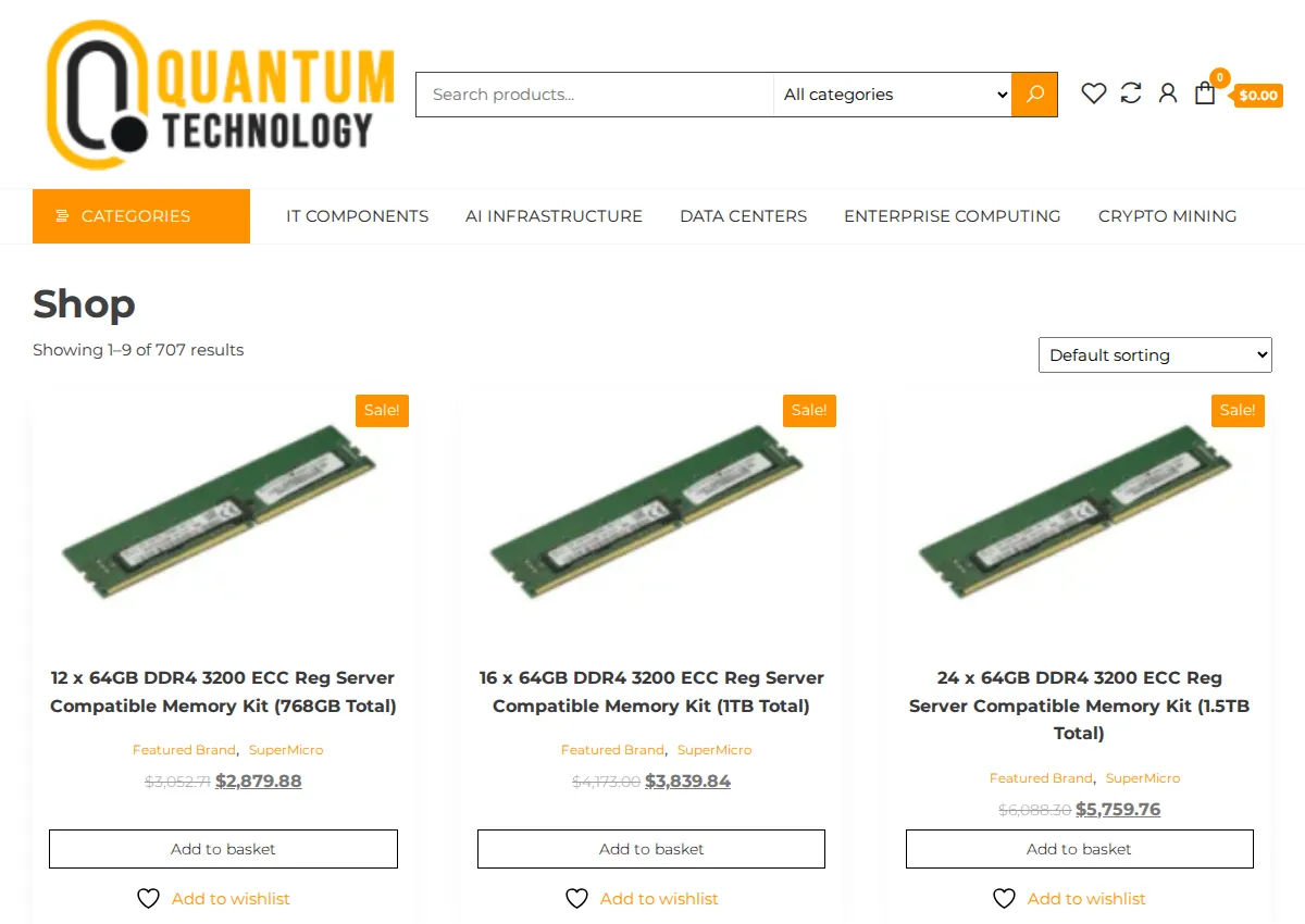 Store homepage