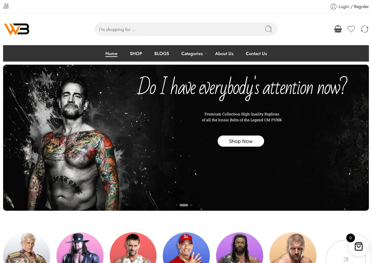 Store homepage
