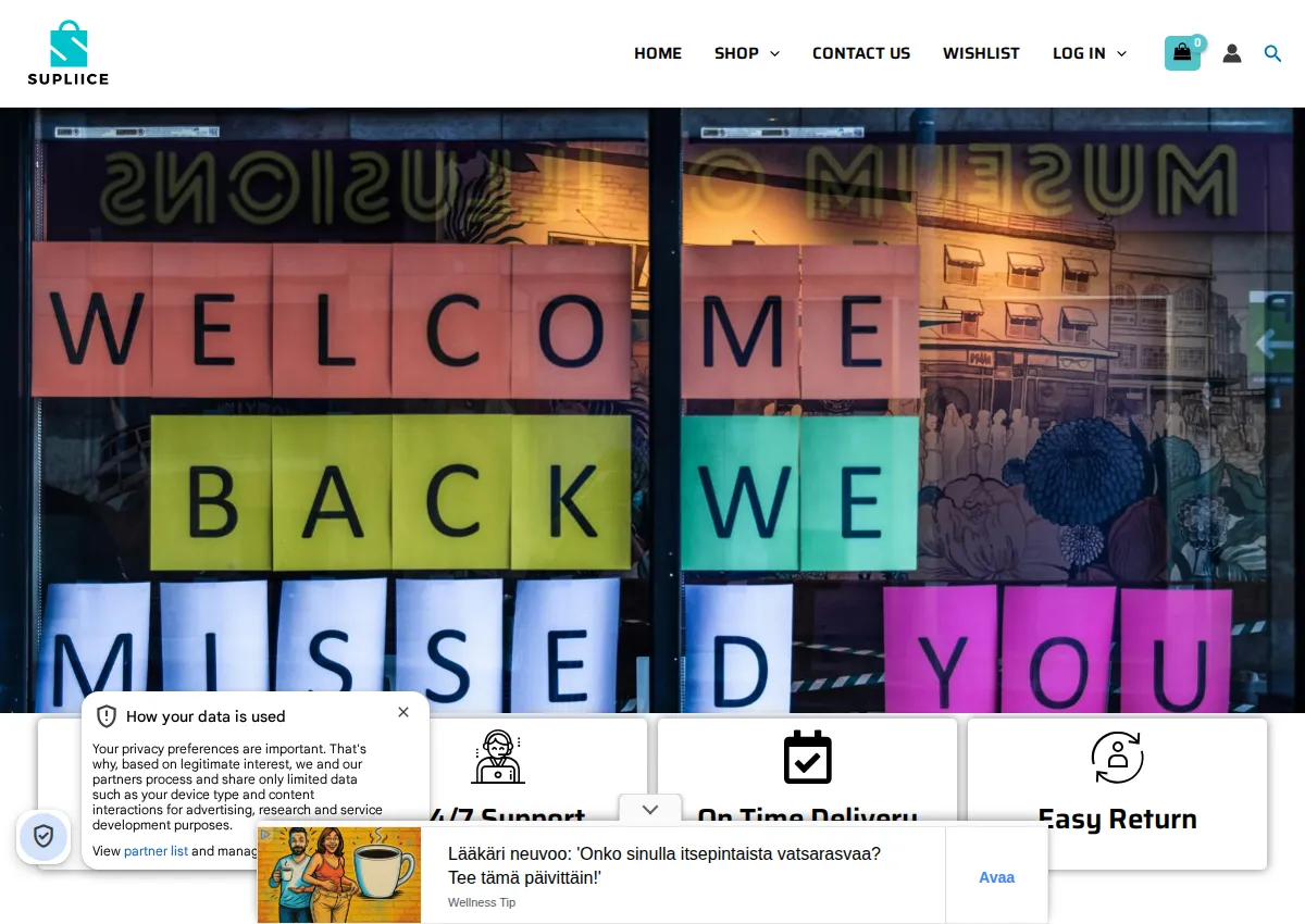 Store homepage