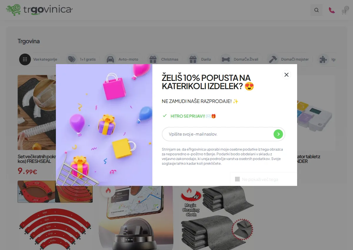 Store homepage