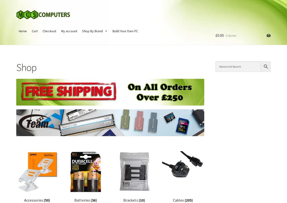 Store homepage
