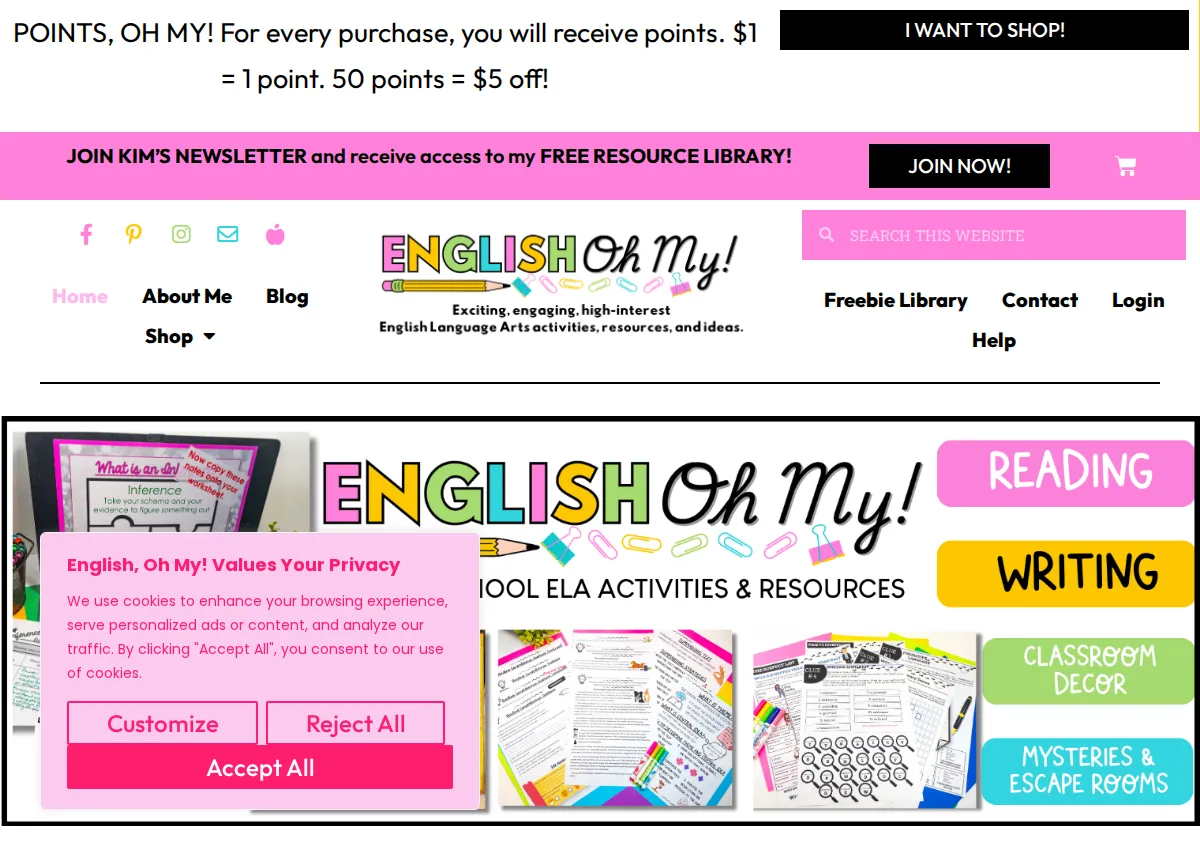 Store homepage