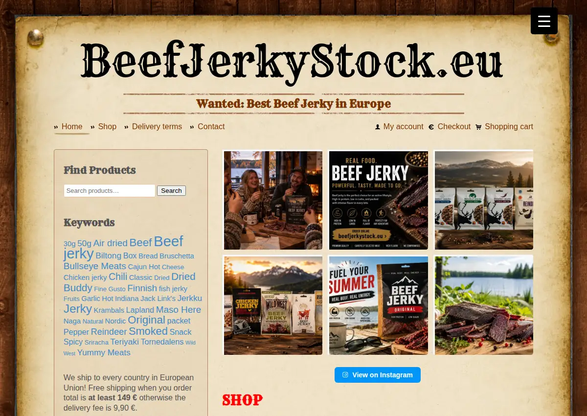 Store homepage