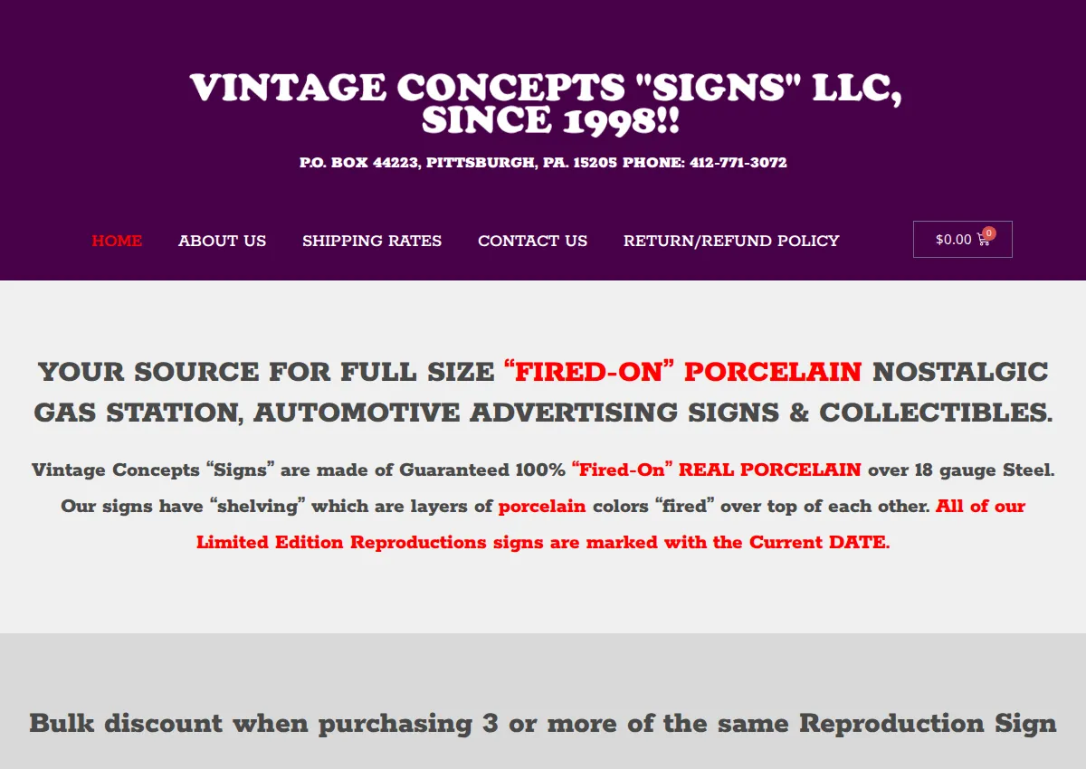 Store homepage