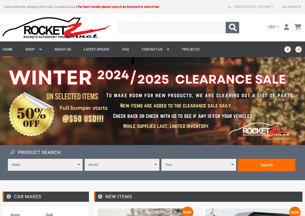Store homepage
