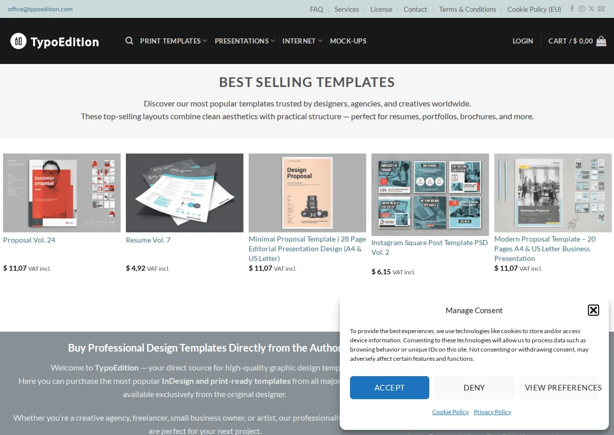 Store homepage