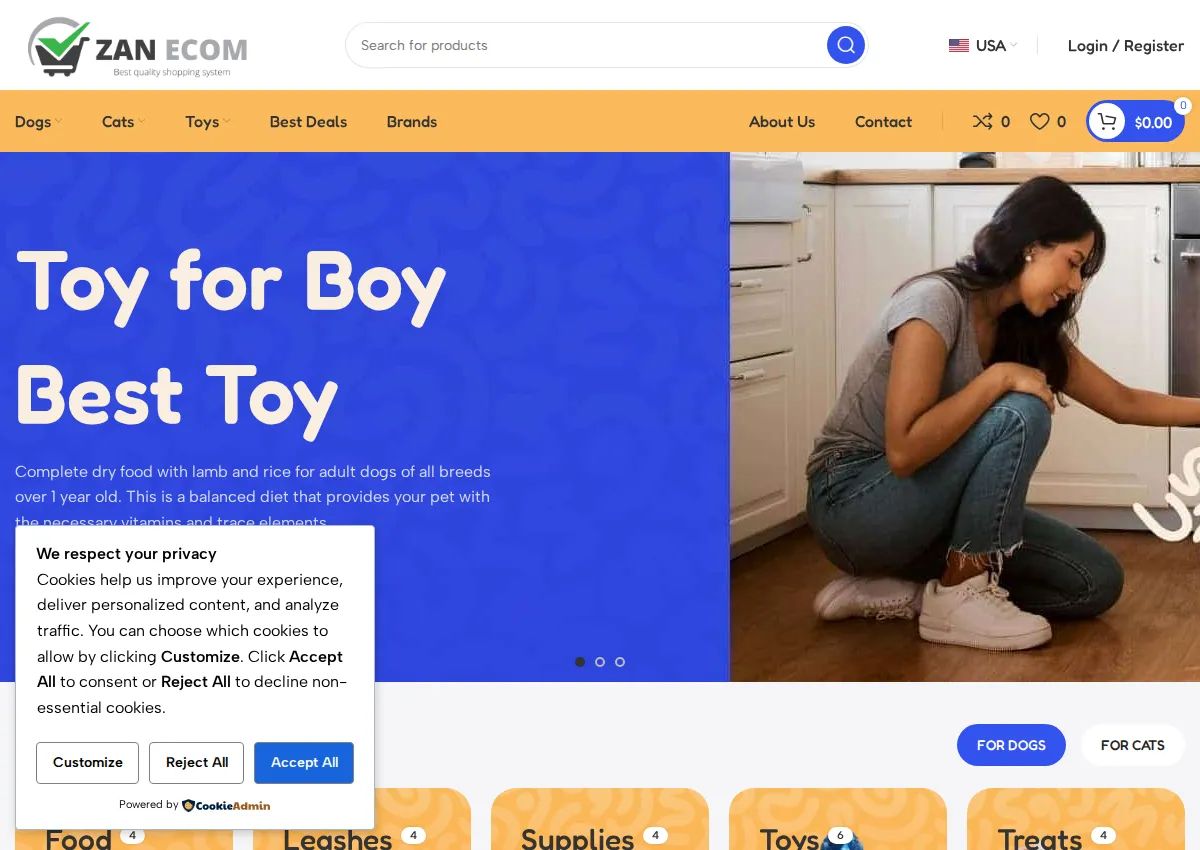 Store homepage