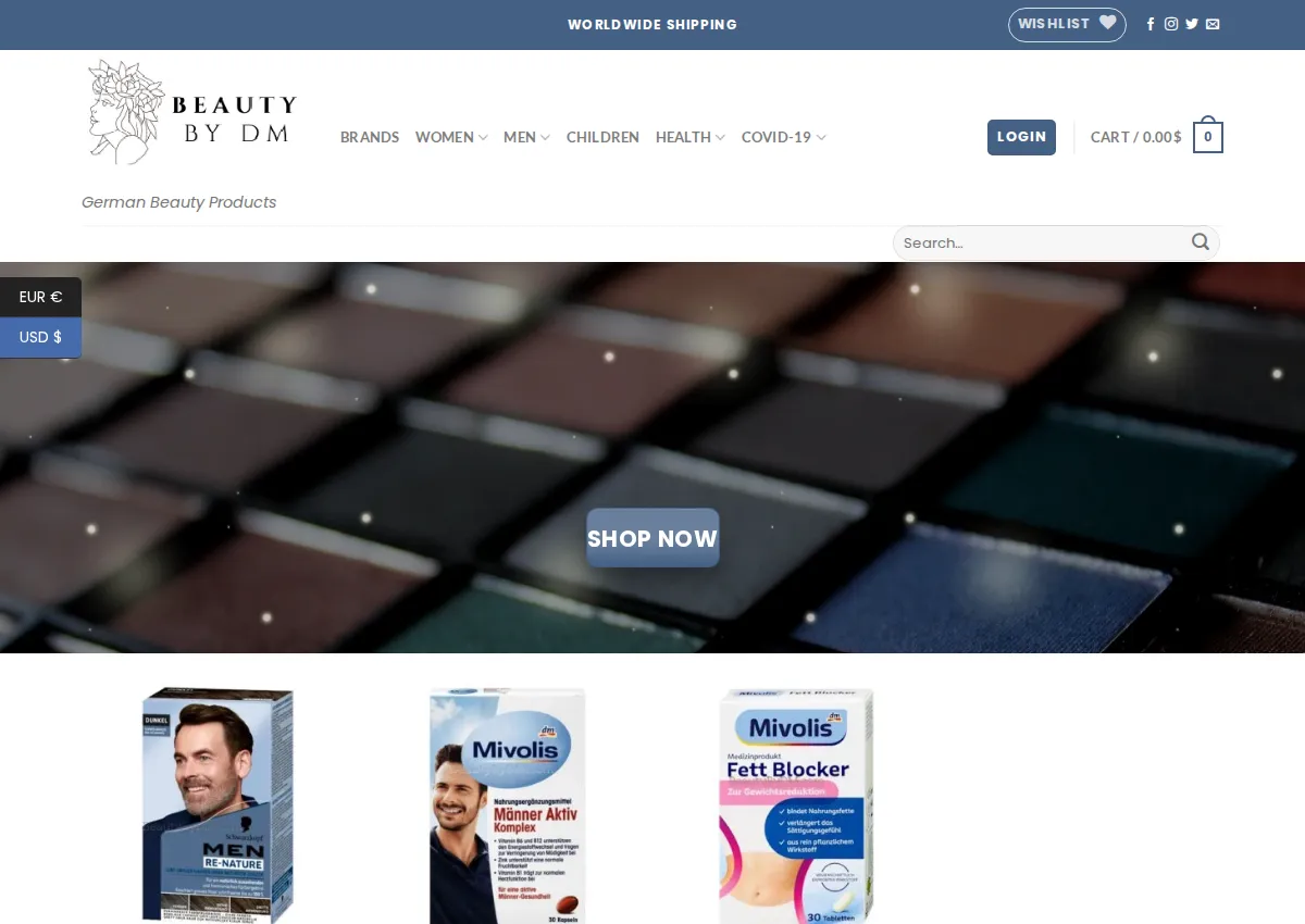 Store homepage