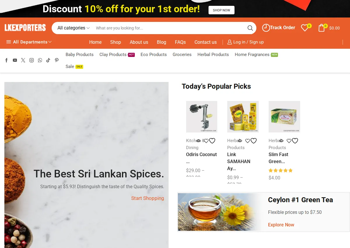 Store homepage