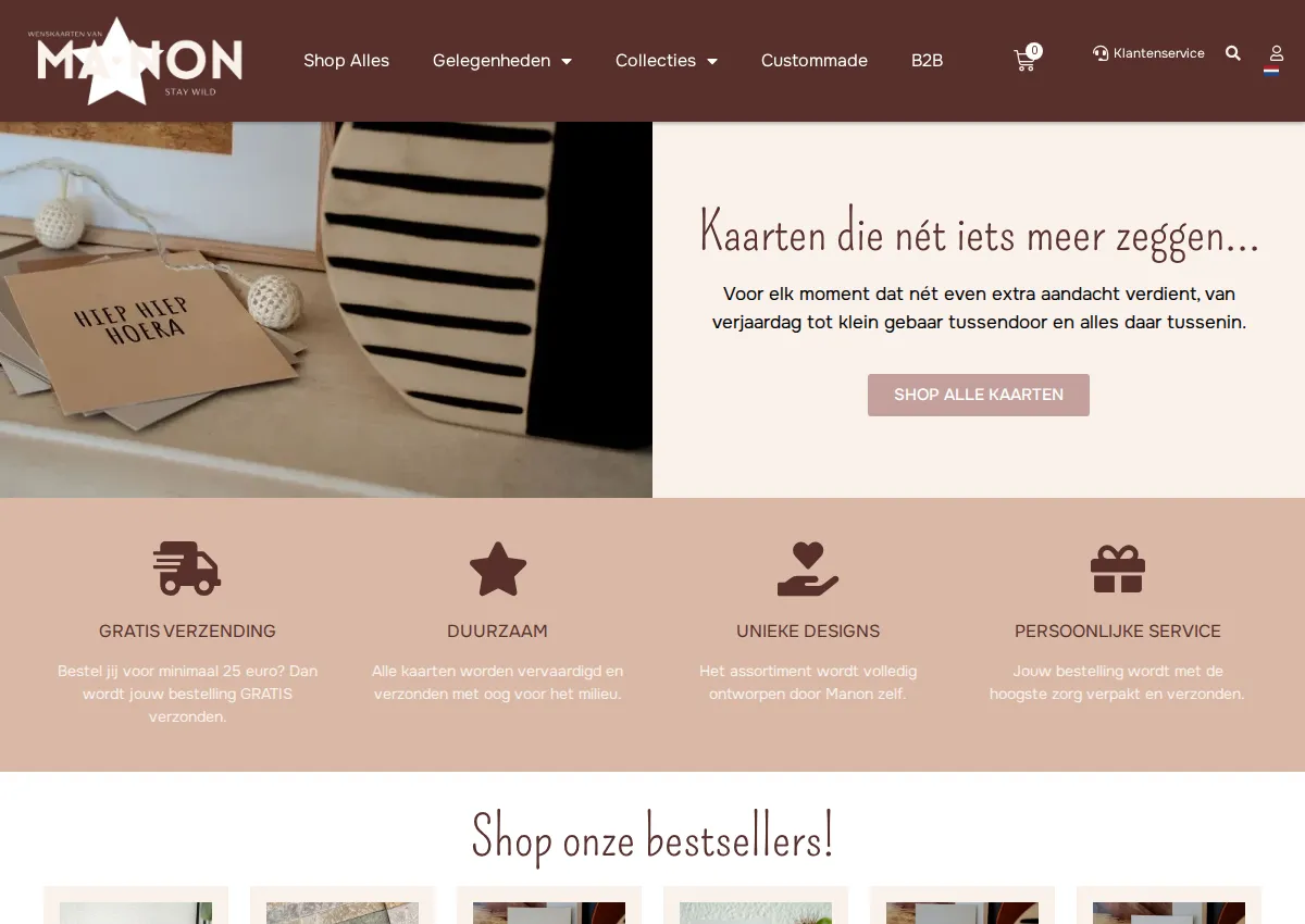Store homepage