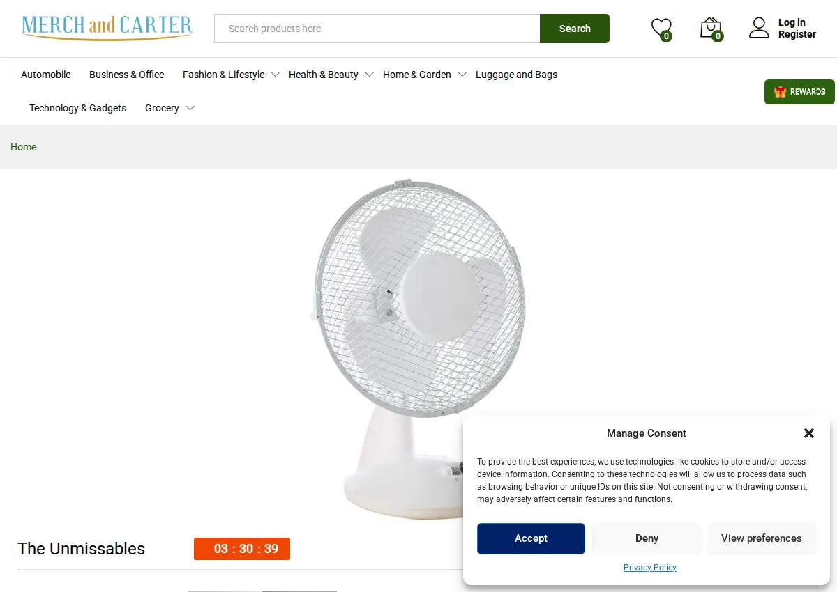 Store homepage