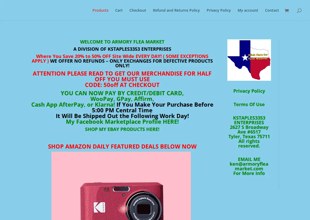 Store homepage