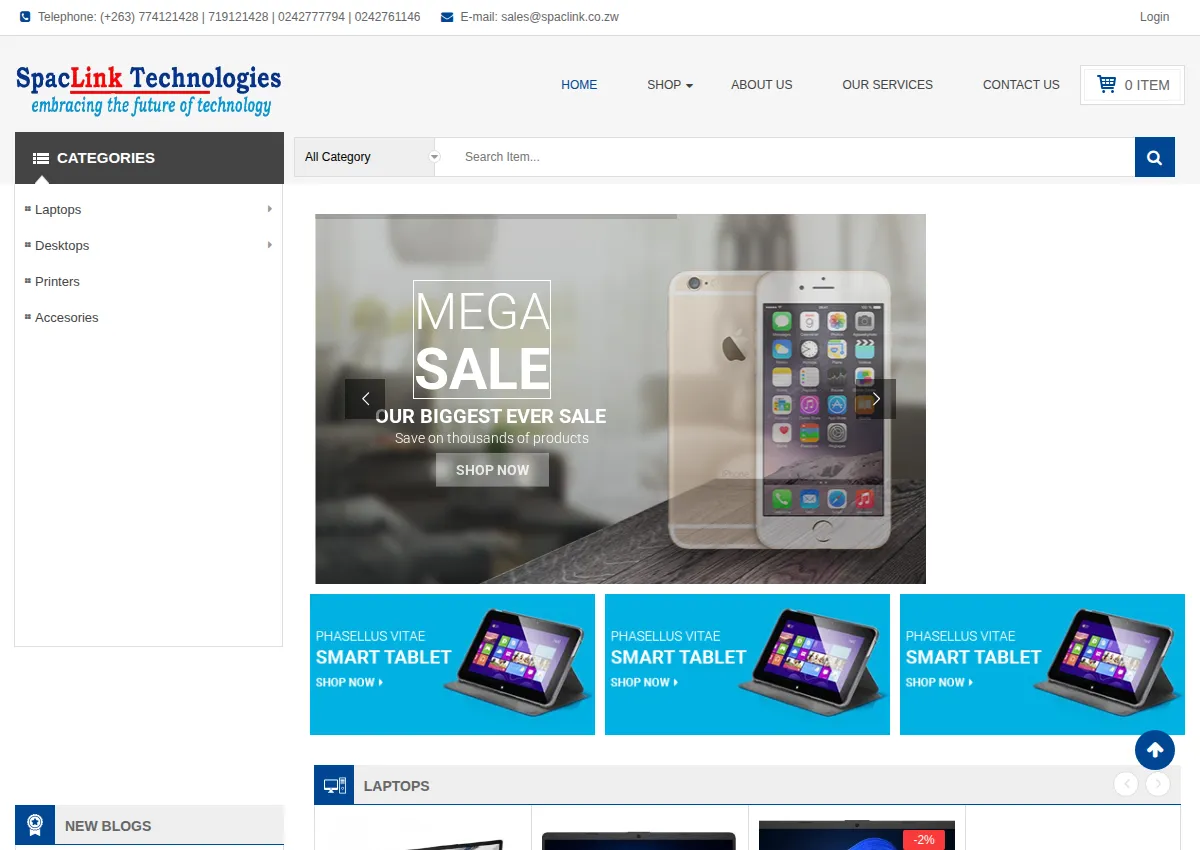 Store homepage