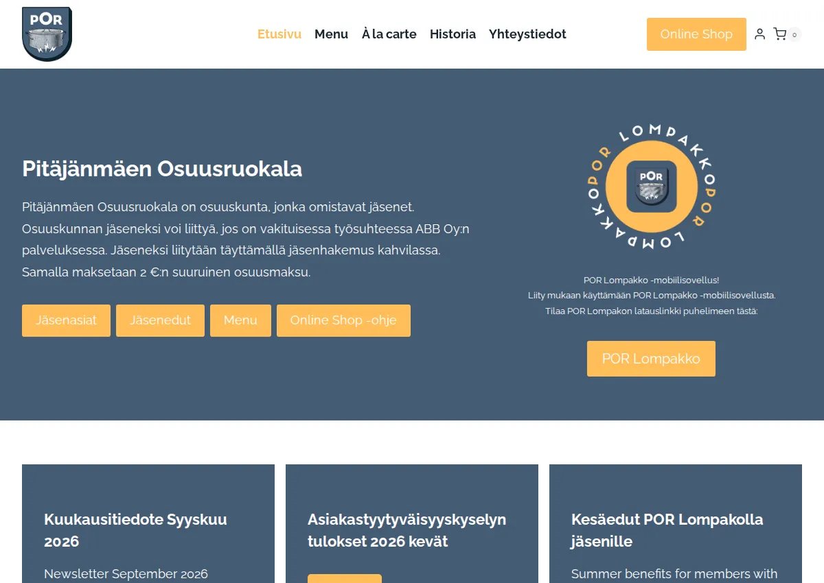 Store homepage