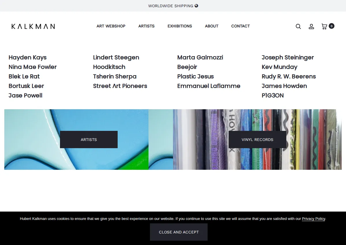 Store homepage