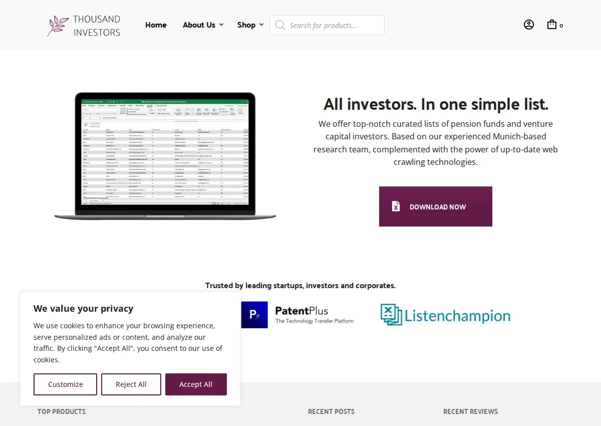 Store homepage