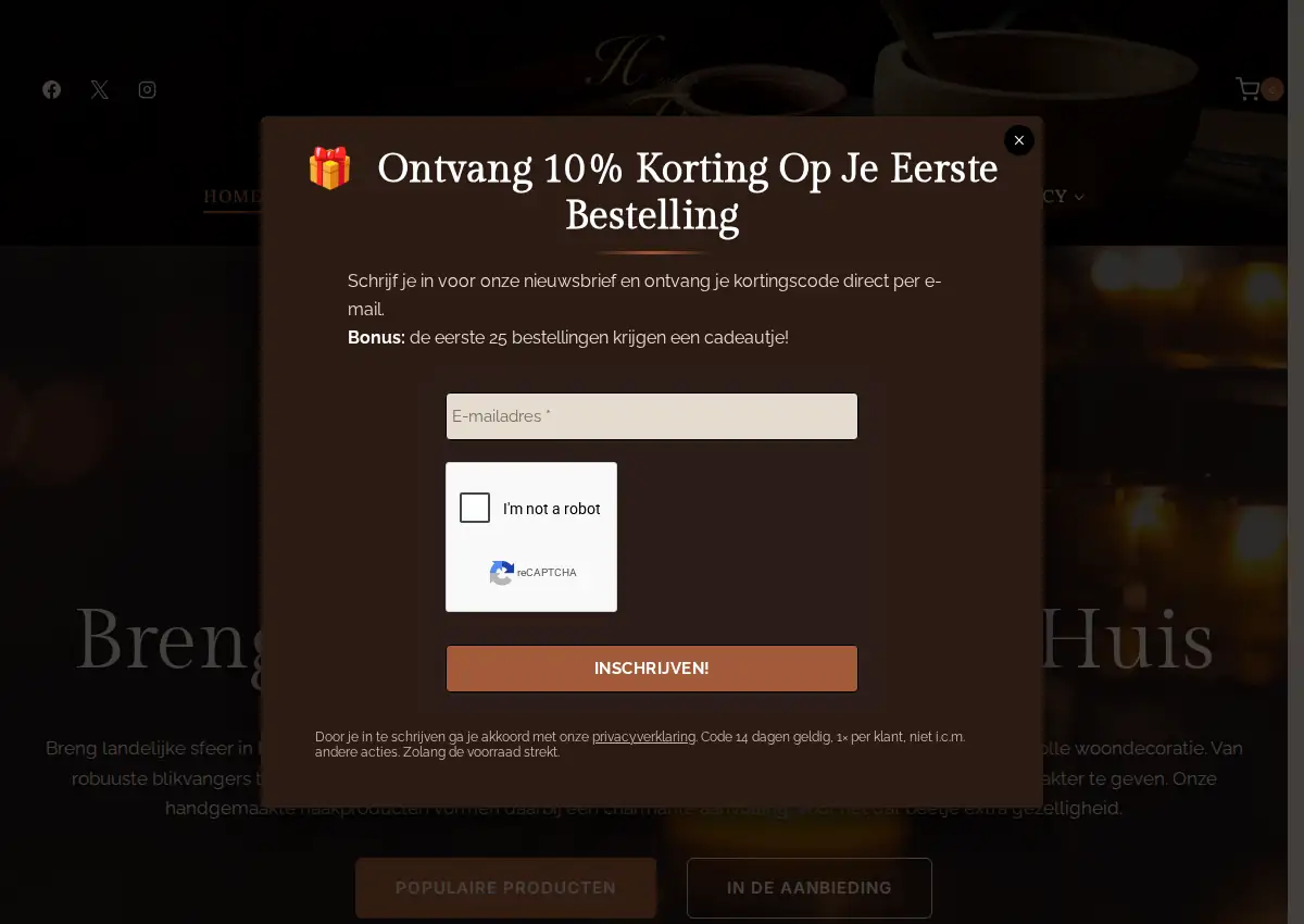 Store homepage