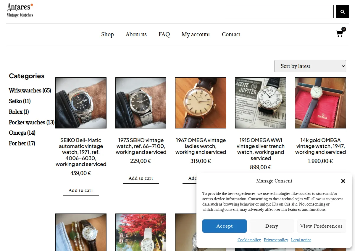 Store homepage