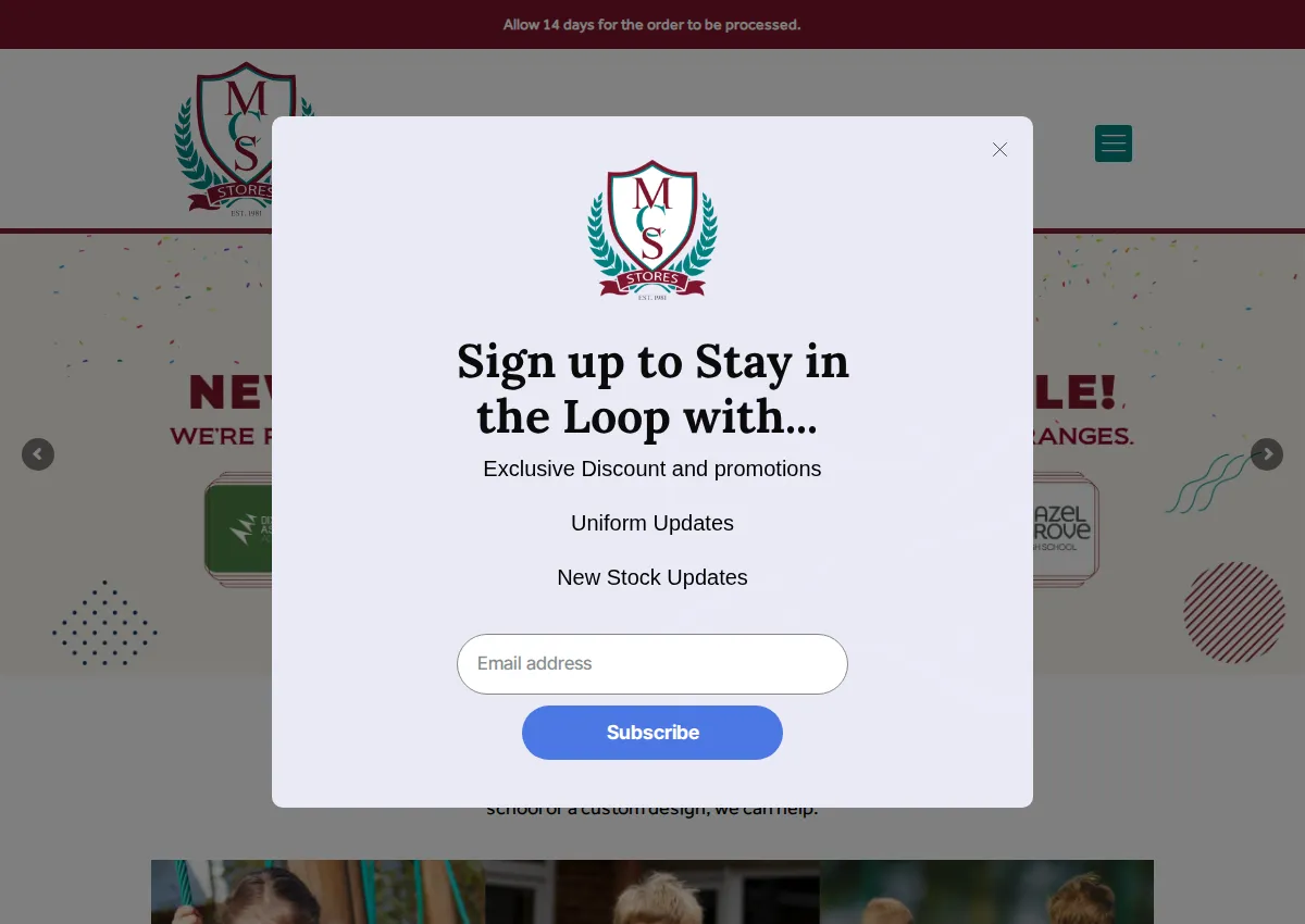 Store homepage