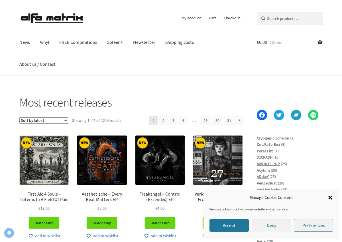 Store homepage