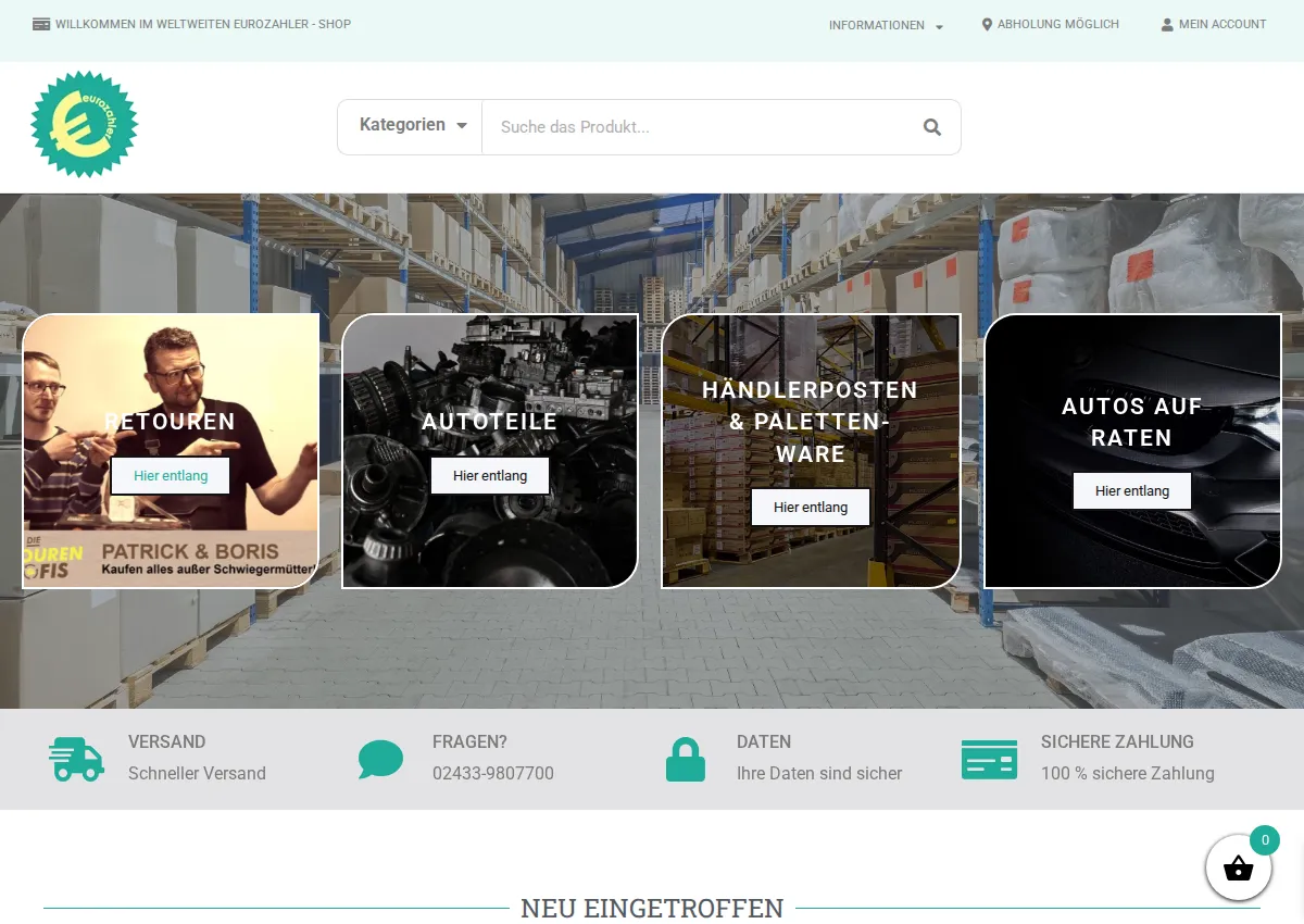 Store homepage