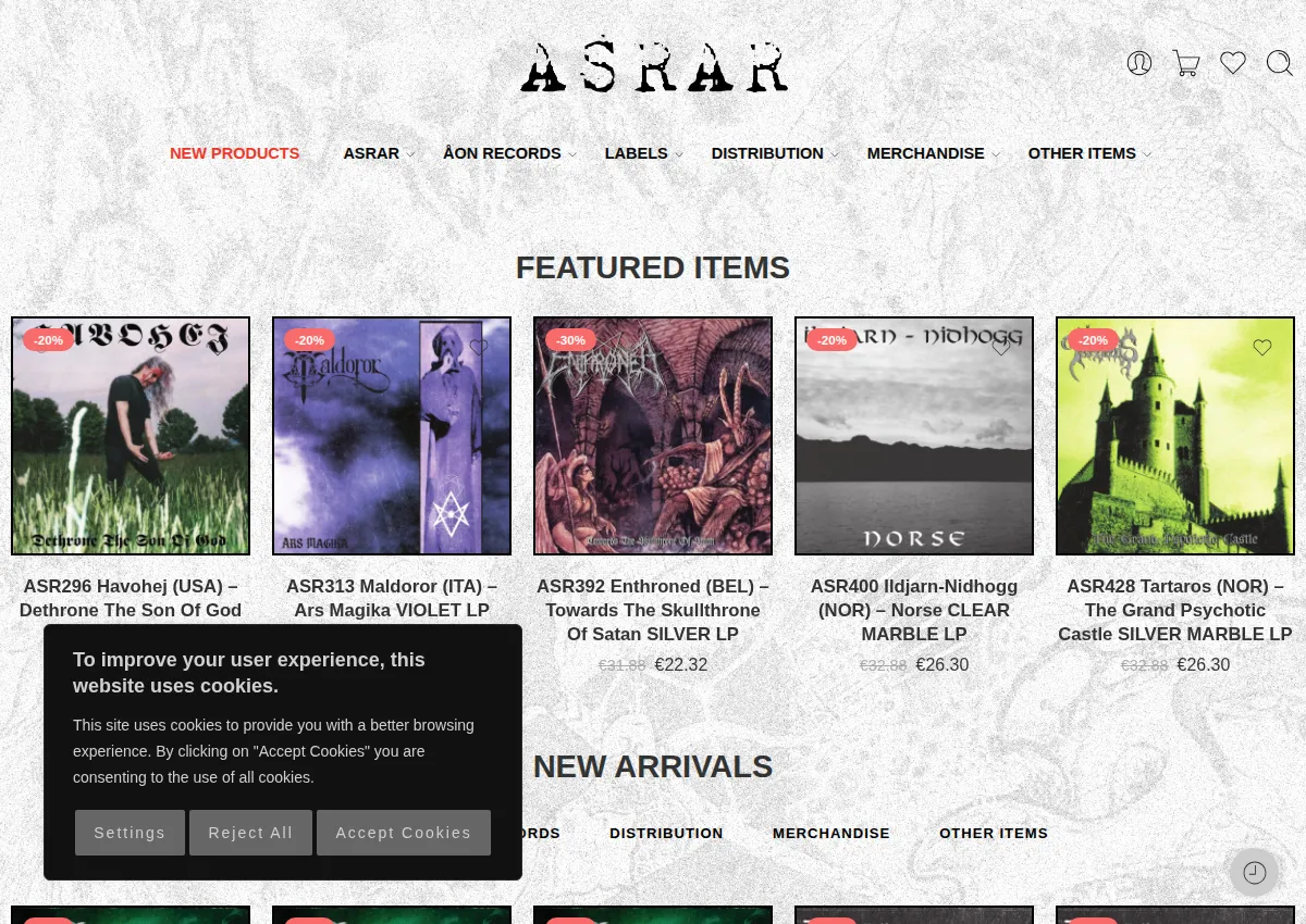 Store homepage