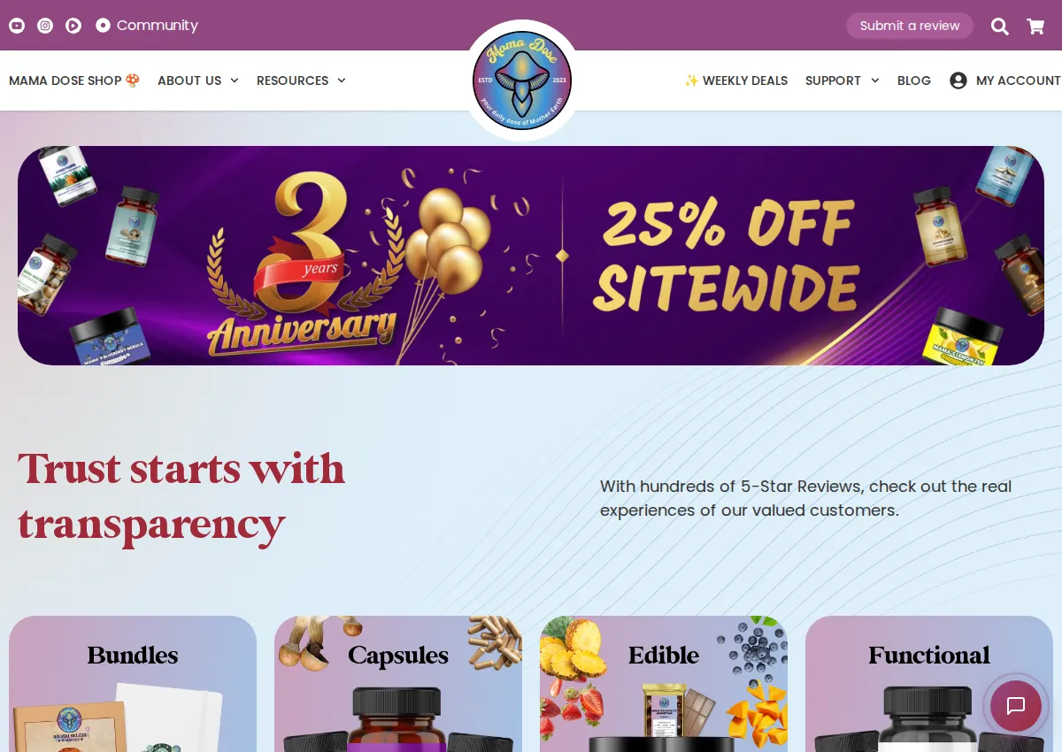 Store homepage