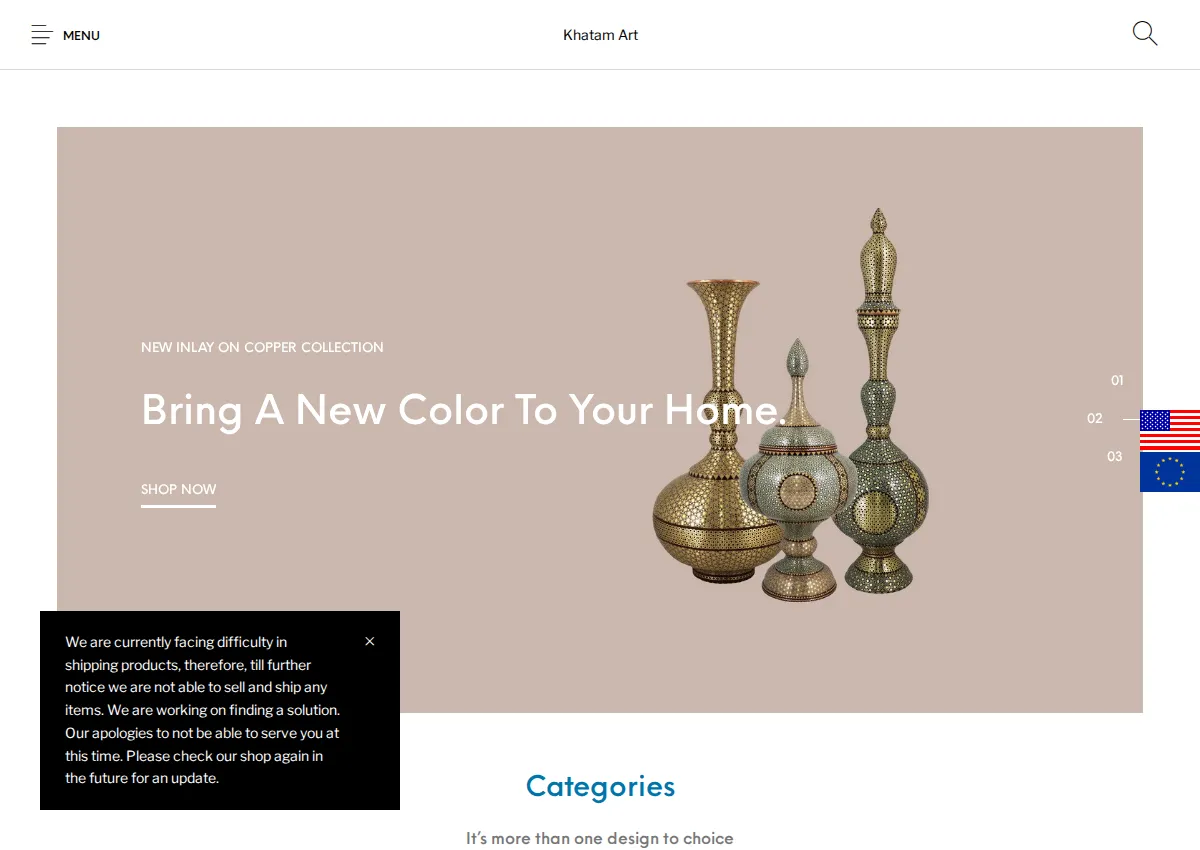 Store homepage