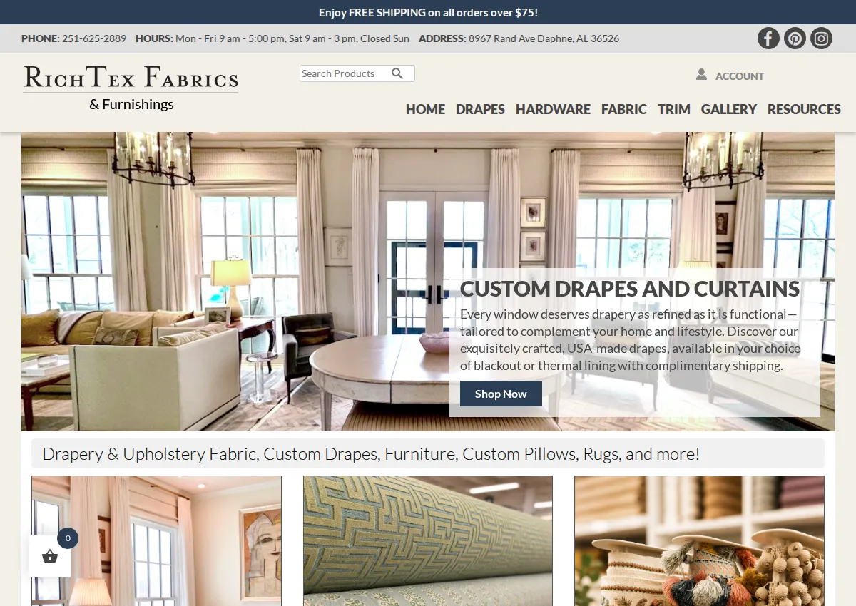 Store homepage