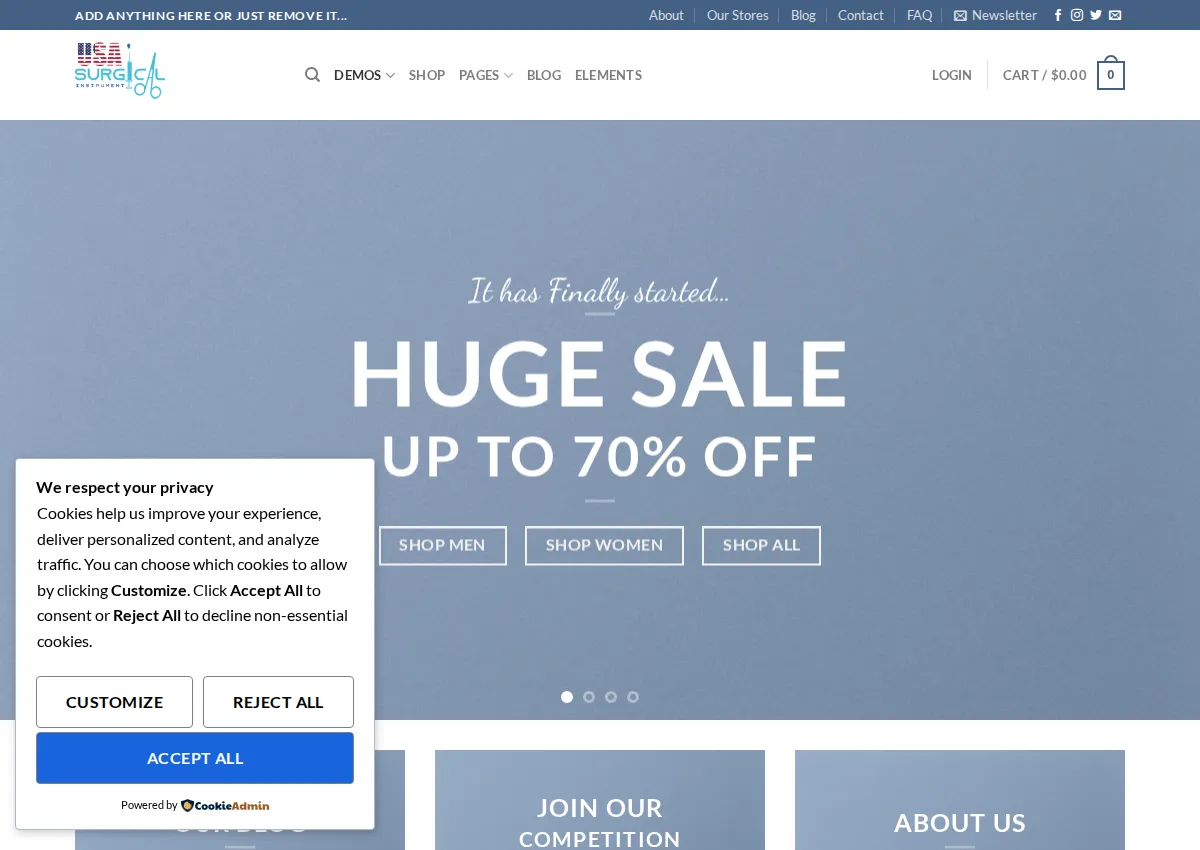 Store homepage