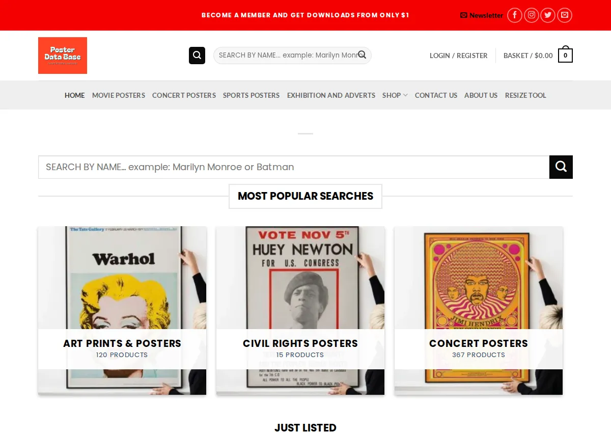 Store homepage