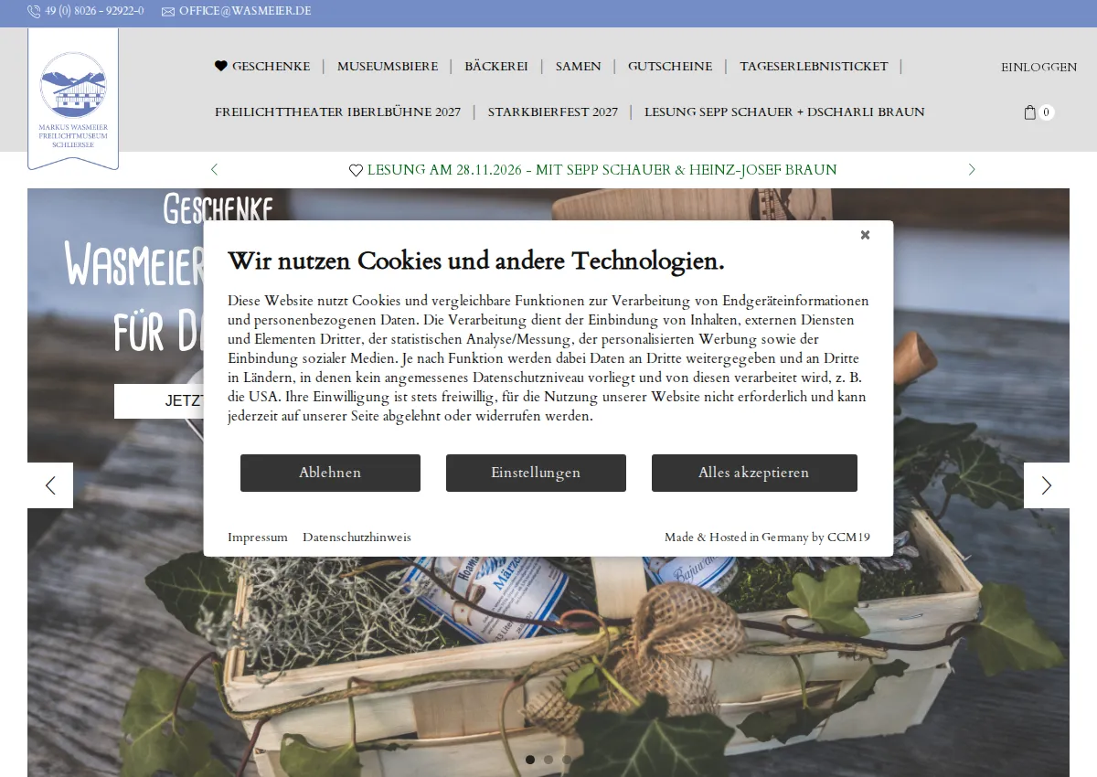 Store homepage